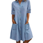 Rochie casual din denim pentru femei, cu croială largă și buzunare