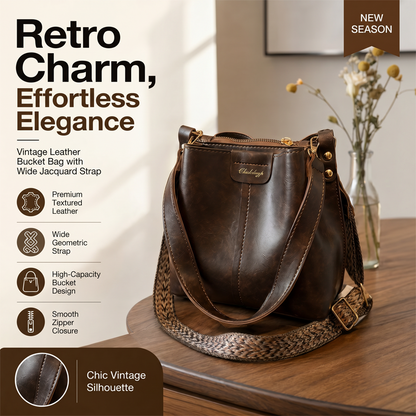 Geantă de umăr tip „bucket” vintage pentru femei, cu capacitate mare