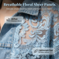 Jachetă din denim pentru femei, cu croială lejeră, imprimeu floral, dantelă și patchwork