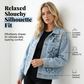 Jachetă din denim pentru femei, cu croială lejeră, imprimeu floral, dantelă și patchwork
