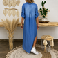 Rochie lungă din denim spălat, cu croială largă, pentru femei