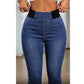 Pantaloni capri din denim pentru femei, cu talie înaltă, cu talie elastică, blugi scurți
