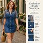 👗 Rochie mini din denim cu dantelă transparentă pentru femei