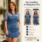 👗 Rochie mini din denim cu dantelă transparentă pentru femei