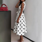 👗Rochie fără mâneci, cu decolteu în V și buline, pentru femei✨