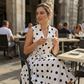 👗Rochie fără mâneci, cu decolteu în V și buline, pentru femei✨
