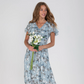 Rochie lungă cu mâneci scurte și imprimeu floral