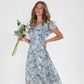 Rochie lungă cu mâneci scurte și imprimeu floral