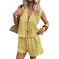 👚Set de vară pentru femei cu vestă cu legătură în față și pantaloni scurți 🩳