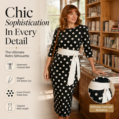 Rochie retro elegantă cu buline pentru femei