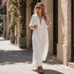 Rochie maxi minimalistă, în culori uni, pentru femei