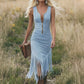 Rochie retro western, fără mâneci, cu ciucuri, croială slim