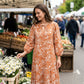 Rochie midi elegantă pentru femei, cu imprimeu floral și decolteu în V