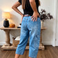 👖 Pantaloni de damă din denim, croiți, elastici, casual – Croială tip cilindru, talie medie, buzunare multiple