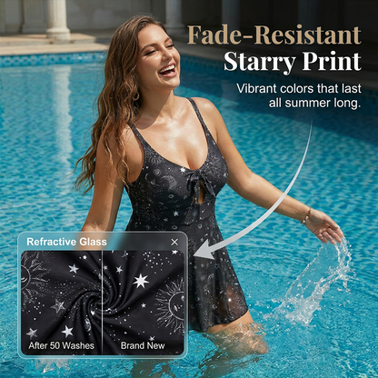✨👙 Costum de baie tip rochie cu imprimeu de stele
