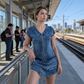 👗Rochie casual pentru femei, cu mâneci scurte și fermoar – Rochie de zi cu zi cu buzunare ✨