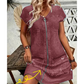 👗Rochie casual pentru femei, cu mâneci scurte și fermoar – Rochie de zi cu zi cu buzunare ✨