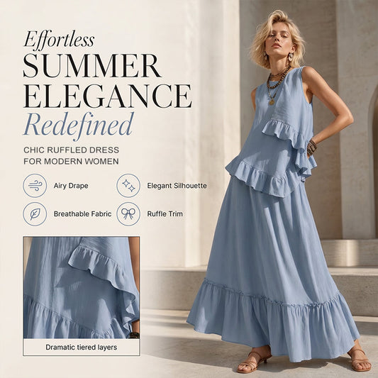 Rochie maxi fără mâneci, cu volane, pentru femei