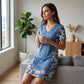 Rochie pentru femei cu decolteu în V și imprimeu denim