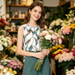 Set pentru femei compus din un top cu imprimeu floral și pantaloni cu croi larg