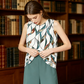 Set pentru femei compus din un top cu imprimeu floral și pantaloni cu croi larg