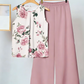 Set pentru femei compus din un top cu imprimeu floral și pantaloni cu croi larg