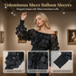 👗Bluză mulată cu umerii descoperiți – aplicații florale 3D, talie smocată, mâneci balon 🌸