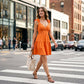 🧡Rochie de vară pentru femei, cu decolteu în V, bretele cu volane, croi în A, în straturi, rochie mini de petrecere
