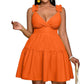 🧡Rochie de vară pentru femei, cu decolteu în V, bretele cu volane, croi în A, în straturi, rochie mini de petrecere