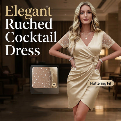 Rochie de cocktail pentru femei, cu decolteu în V și talie înaltă