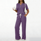 Set de 2 piese: Top și Pantaloni Tricotați cu Nervuri pentru Femei