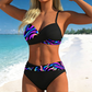 🌺👙 Bikini din două piese, cu imprimeu și efect de modelare –🌊 pernițe detașabile, talie înaltă care acoperă abdomenul –  plată la livrare💕