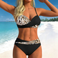 🌺👙 Bikini din două piese, cu imprimeu și efect de modelare –🌊 pernițe detașabile, talie înaltă care acoperă abdomenul –  plată la livrare💕