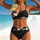 🌺👙 Bikini din două piese, cu imprimeu și efect de modelare –🌊 pernițe detașabile, talie înaltă care acoperă abdomenul –  plată la livrare💕