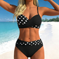 🌺👙 Bikini din două piese, cu imprimeu și efect de modelare –🌊 pernițe detașabile, talie înaltă care acoperă abdomenul –  plată la livrare💕