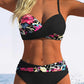 🌺👙 Bikini din două piese, cu imprimeu și efect de modelare –🌊 pernițe detașabile, talie înaltă care acoperă abdomenul –  plată la livrare💕