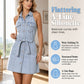 Rochie din denim care subliniază talia