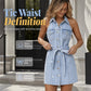 Rochie din denim care subliniază talia