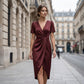💖👗Rochie Wrap Asimetrică cu Decolteu în V, Mânecă Scurtă pentru Femei – Elegantă, Confortabilă și Perfectă pentru Orice Ocazie✨