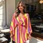 🌻 Rochie Damă de Vară cu Decolteu V, Mâneci Fluture & Snur la Talie