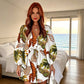 🌻 Rochie Damă de Vară cu Decolteu V, Mâneci Fluture & Snur la Talie