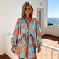 🌻 Rochie Damă de Vară cu Decolteu V, Mâneci Fluture & Snur la Talie