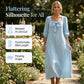 💙Rochie midi casual, uni, cu fundă elegantă și decolteu pătrat – Croială flatantă, țesătură moale și eleganță fără efort ✨