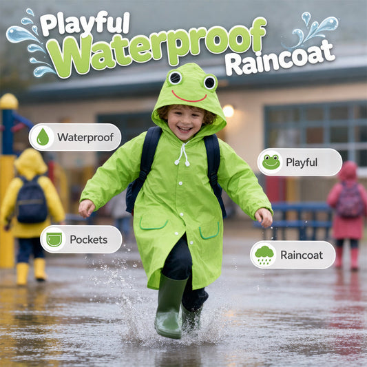 🐸 Poncho de ploaie pentru copii în formă de broască ☔ – Impermeabil, ușor și ușor de pus în rucsac