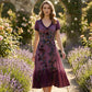 🔥Noutăți și Oferte Speciale - Rochie Maxi Florală cu Decolteu în V, Vintage pentru Femei