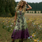 🔥Noutăți și Oferte Speciale - Rochie Maxi Florală cu Decolteu în V, Vintage pentru Femei