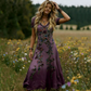 🔥Noutăți și Oferte Speciale - Rochie Maxi Florală cu Decolteu în V, Vintage pentru Femei