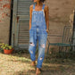Salopetă din denim casual pentru femei, cu efect uzat【CUMPĂRĂ 2, TRANSPORT GRATUIT】