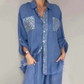 Set de cămașă cu paiete pentru femei și pantaloni cu talie largă