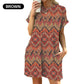 💃 Rochie cu mânecă scurtă, croială lejeră, cu modele imprimate versatile